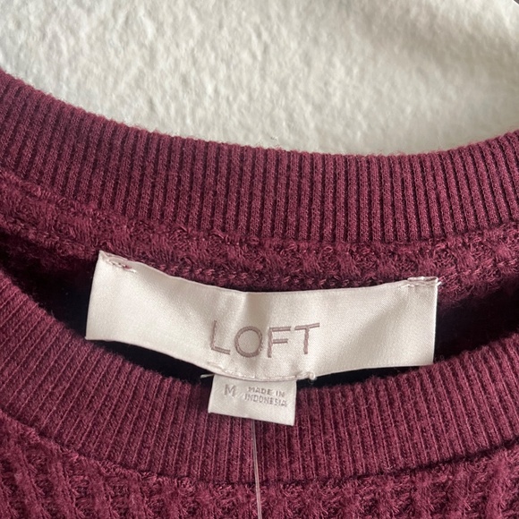 NWT LOFT Brushed Waffle Puff Long Sleeve Top - Medium - Picture 4 of 6